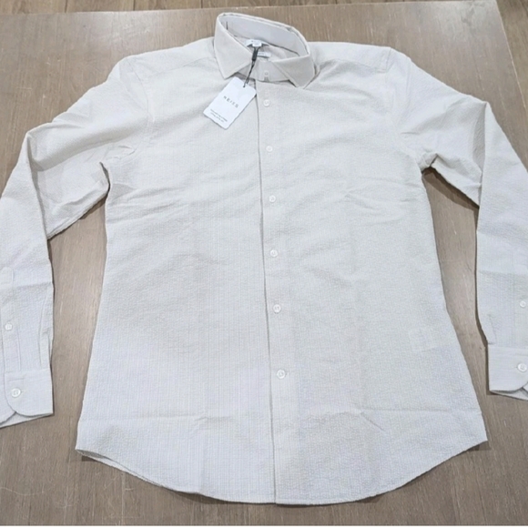 Reiss Other - $210 Mens REISS "Spring" Seersucker LS Button Up Shirt Stone Medium